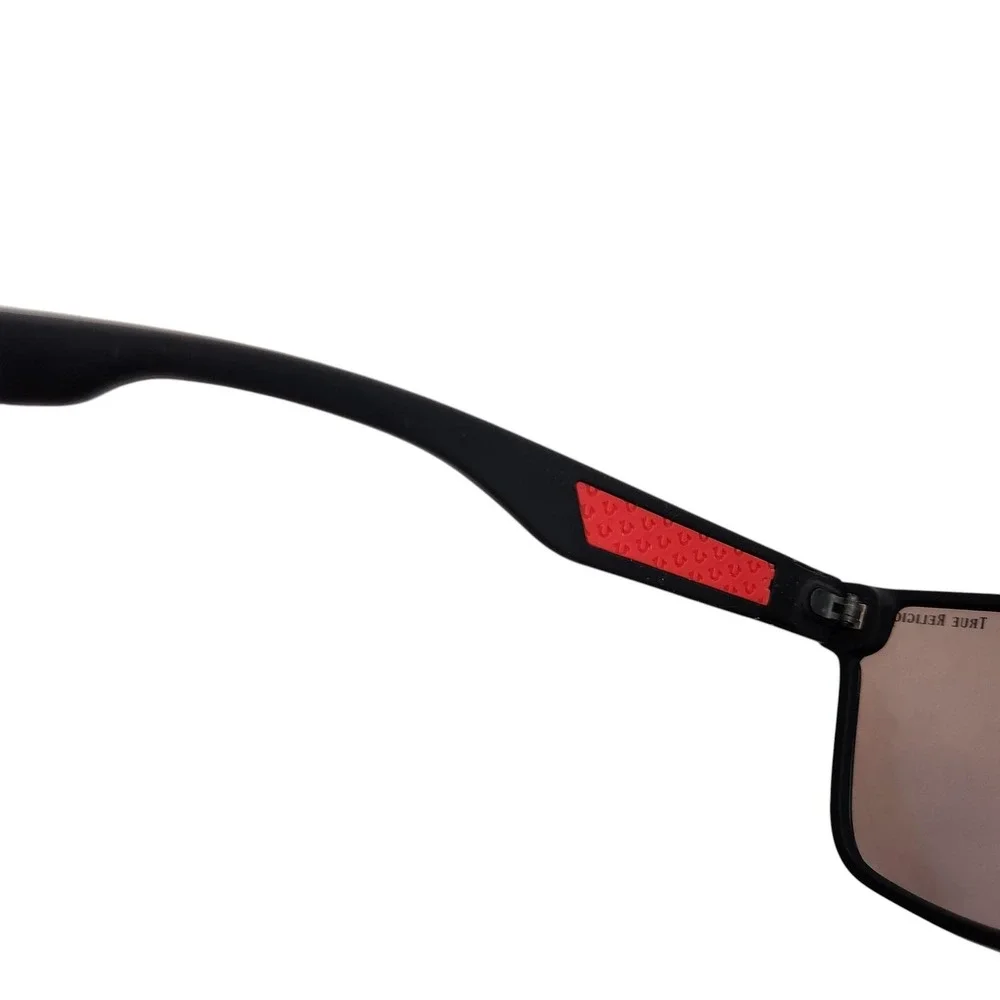 TRUE RELIGION Sunglasses Mens Black Blue Shield Mirrored Reflective TRM1799